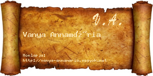 Vanya Annamária névjegykártya